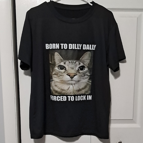 SHEIN Black Cat Meme T-Shirt - Picture 1 of 4